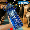Garrafa de água esportiva de grande capacidade, 2l, 3l, com filtro, copo de água de plástico ecológico, portátil, garrafa de bebida fitness, chaleira sem bpa