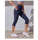 Calções Esportivos de Cintura Alta Hip Lift para Mulheres, Collants Bolsos Laterais, Roupa Esportiva de Ginásio Secagem Rápida, Corrida e Yoga, Calças Cortadas, Fitness e Nudez