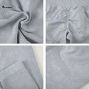 Chrleisure conjunto esportivo de lavagem para mulheres, sem costura, yoga, manga longa, fitness, com levantamento de bunda, leggings de treino, academia