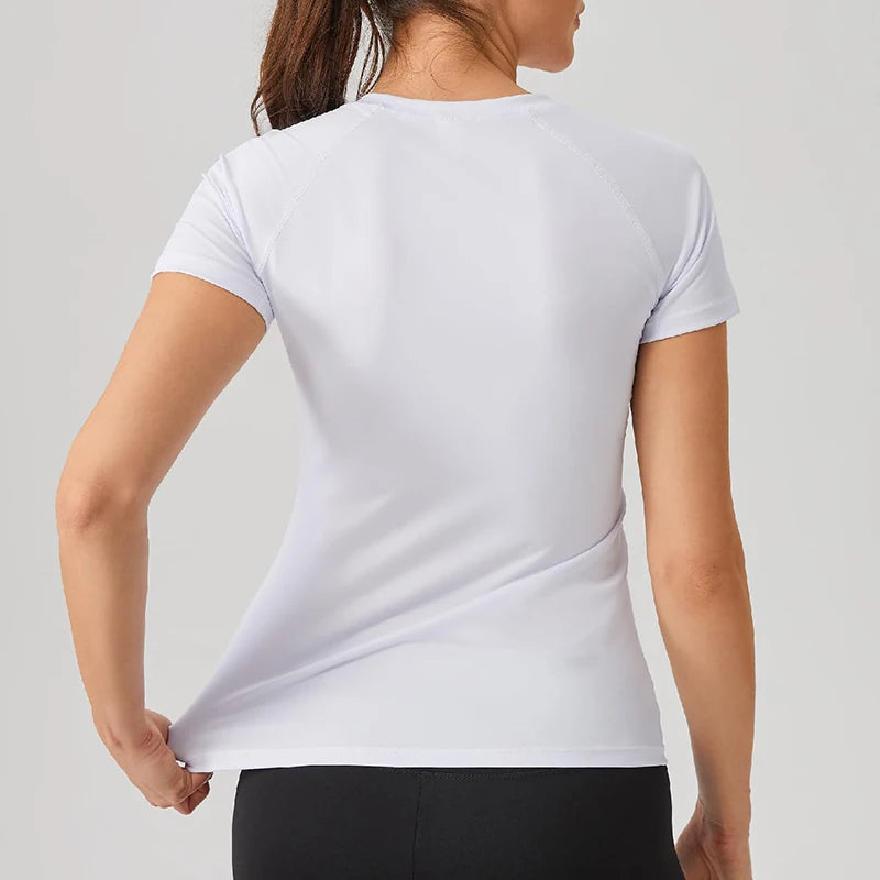 Camisa de compressão feminina manga curta atlético yoga correndo camiseta verão ginásio treino secagem rápida elástico camisetas topos baselayer