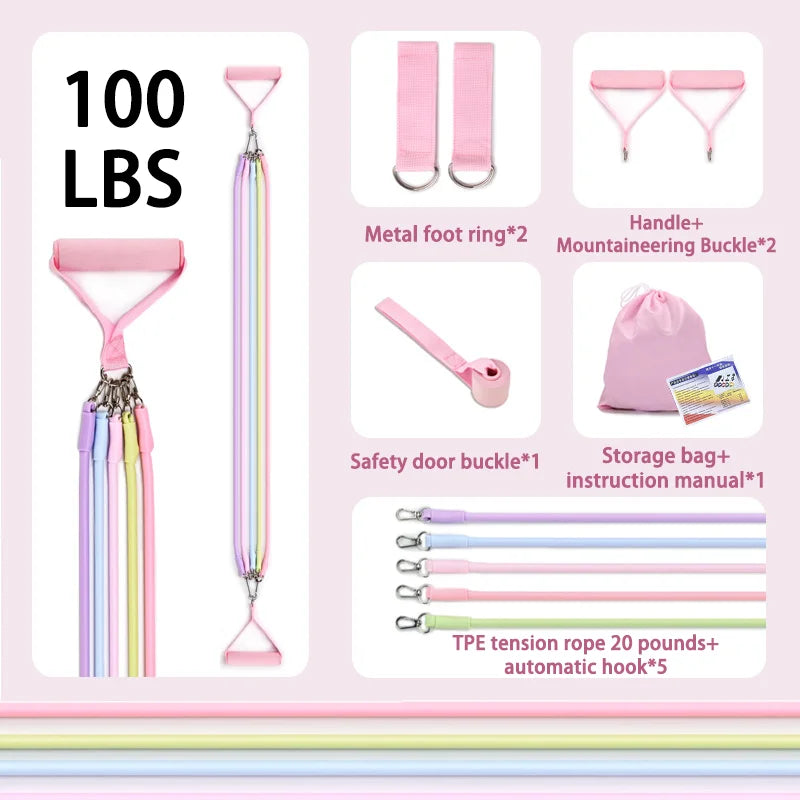 Kit de pilates com faixas de resistência, pilates de ioga multifuncional, kit de resistência portátil para academia em casa, exercícios de corpo inteiro