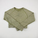 Chrleisure conjunto esportivo de lavagem para mulheres, sem costura, yoga, manga longa, fitness, com levantamento de bunda, leggings de treino, academia