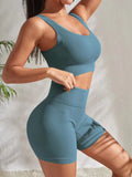 Conjunto esportivo sem costura feminino roupa de fitness costela yoga terno correndo sutiã sem almofada com treino leggings ginásio roupas esportivas