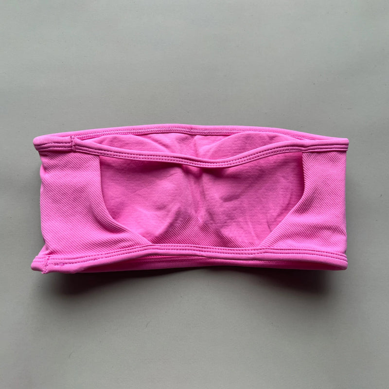 ASHLIMO Sutiã esportivo feminino bandeau sem costas, gola halter, regata de ioga, sem costura, treino, academia, tubo curto