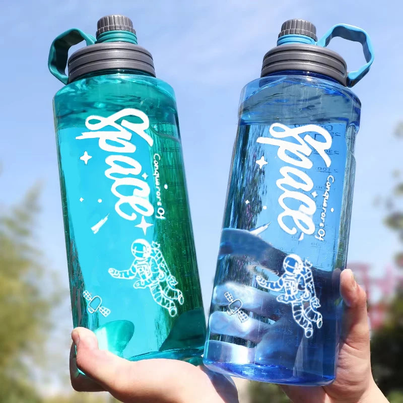 Garrafa de água esportiva de grande capacidade, 2l, 3l, com filtro, copo de água de plástico ecológico, portátil, garrafa de bebida fitness, chaleira sem bpa
