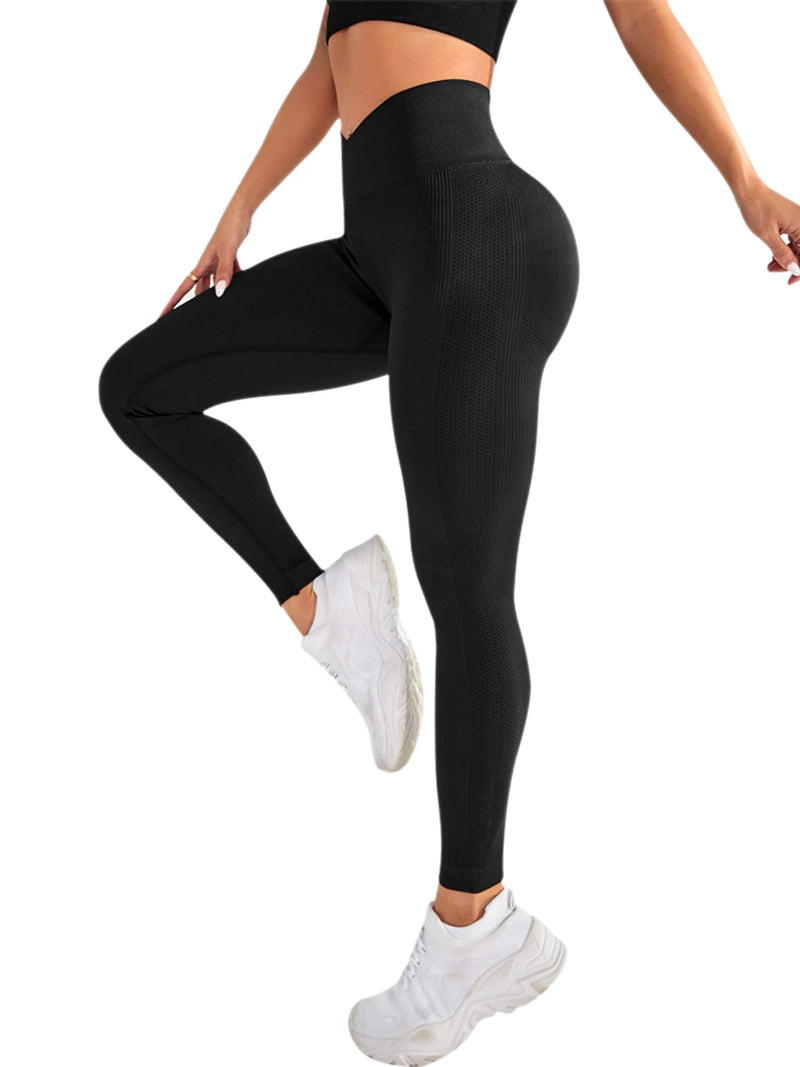 Leggings femininas treino cintura cruzada elástica bolha bunda fitness sem costura yoga esportes calças apertadas