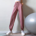 Calças esportivas de fitness mulheres elástico cintura/pé secagem rápida solta ciclismo correndo yoga calças femininas streetwear pantalon femme