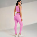 Conjunto de roupas de yoga feminino cintura alta leggings e topo duas peças sem costura roupas de exercício de fitness roupa interior de fitness plus size