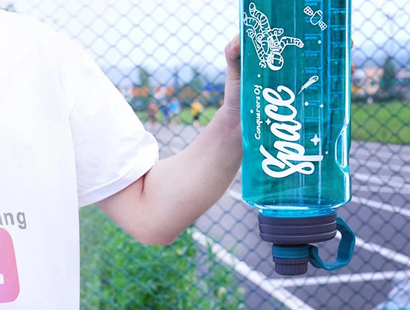 Garrafa de água esportiva de grande capacidade, 2l, 3l, com filtro, copo de água de plástico ecológico, portátil, garrafa de bebida fitness, chaleira sem bpa