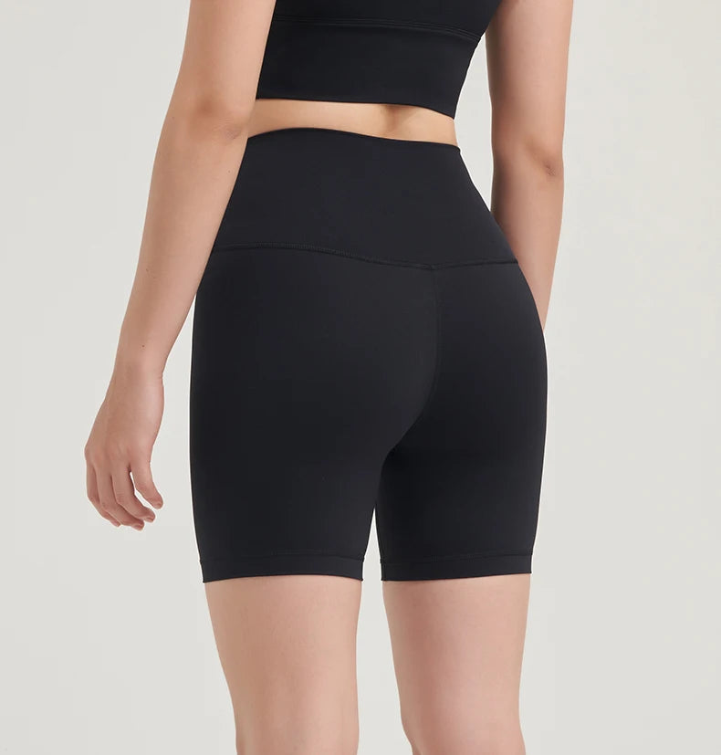 SOISOU Shorts femininos de nylon, academia, yoga, leggings, cintura alta, elástico, apertado, respirável, sem linhas estranho, shorts de ciclismo femininos