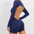 2025 conjunto de yoga sem costas macacão de uma peça curto feminino fitness ginásio macacão manga longa roupas de treino para mulher roupas esportivas