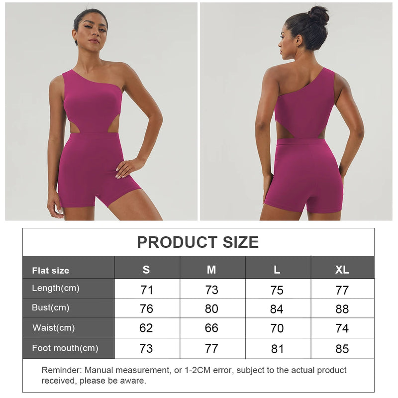 Mulheres de um ombro esporte bodyduit elástico acolchoado fitness ginásio yoga macacão