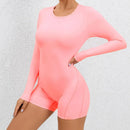 2025 conjunto de yoga sem costas macacão de uma peça curto feminino fitness ginásio macacão manga longa roupas de treino para mulher roupas esportivas