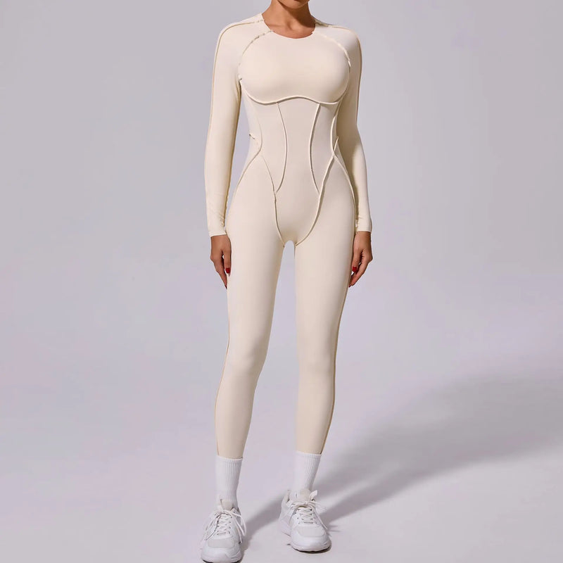Macacão de yoga de uma peça feminino conjunto de manga comprida secagem rápida terno de yoga ginásio terno de treinamento roupas esportivas bodysuits feminino conjunto de fitness