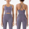 Conjunto de sutiã e leggings esportivos de 2 peças para mulheres, roupas para academia, sentimento nu, conjunto de fitness feminino, roupas para exercícios