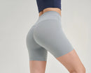 SOISOU Shorts femininos de nylon, academia, yoga, leggings, cintura alta, elástico, apertado, respirável, sem linhas estranho, shorts de ciclismo femininos