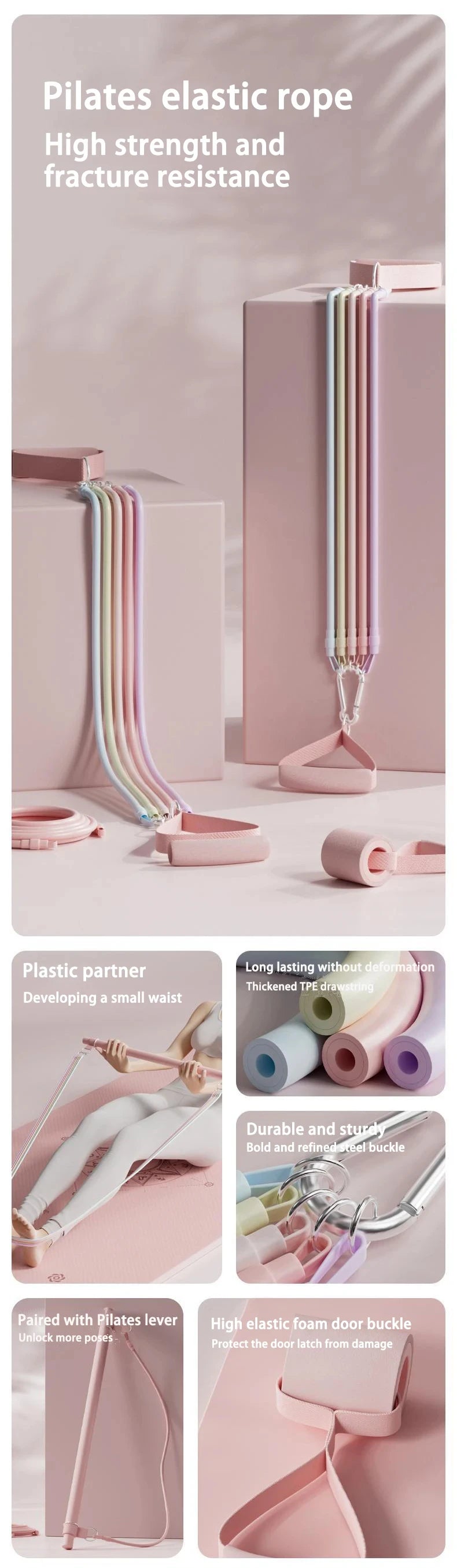 Kit de pilates com faixas de resistência, pilates de ioga multifuncional, kit de resistência portátil para academia em casa, exercícios de corpo inteiro