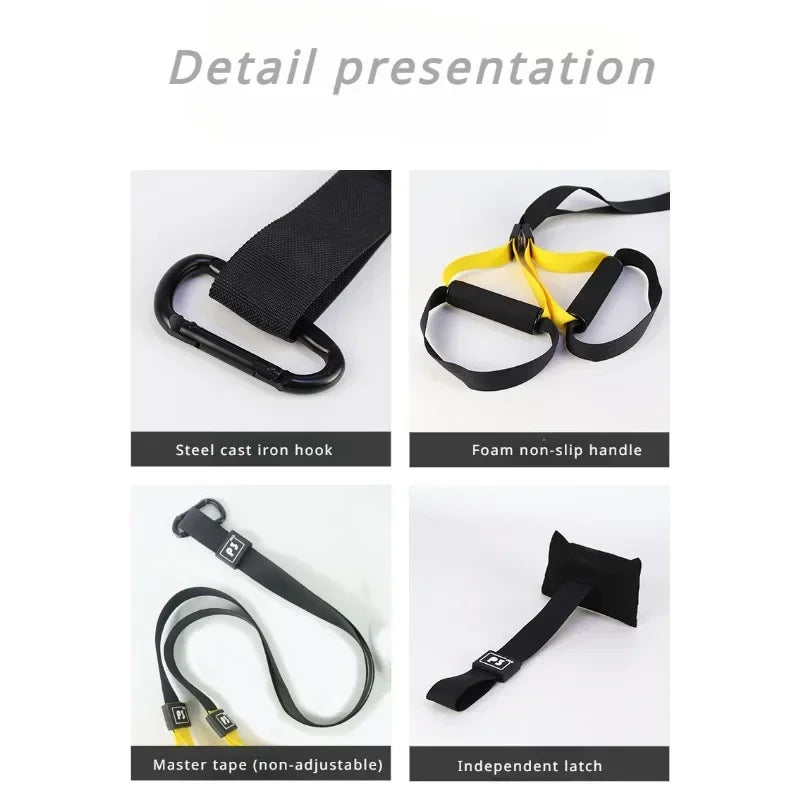 Correia de treinamento de suspensão fitness força power suspensão trainer ajustável yoga cinta montagem na parede profissional trx tensor