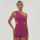 Mulheres de um ombro esporte bodyduit elástico acolchoado fitness ginásio yoga macacão