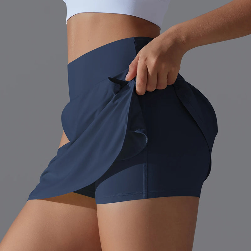 Esportes ao ar livre yoga saia badminton tênis saia de cintura alta respirável suor saia ativo atlético yoga fitness saia curta