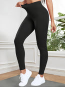 Mulheres sem costura leggings com nervuras cintura alta levantamento de bunda calças de treino cor sólida simples calças de fitness roupas casuais