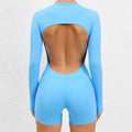 2025 conjunto de yoga sem costas macacão de uma peça curto feminino fitness ginásio macacão manga longa roupas de treino para mulher roupas esportivas