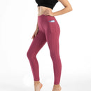 Moda feminina bolso bolha calças elásticas magro leggings ginásio correndo ciclismo calças de fitness cintura alta hip lift leggings feminino