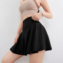 Saia de yoga enrugada feminina verão cintura alta bolso saia esportiva cor sólida treinamento corrida secagem rápida tênis saia