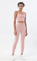 Conjunto de sutiã e leggings esportivos de 2 peças para mulheres, roupas para academia, sentimento nu, conjunto de fitness feminino, roupas para exercícios