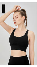 Novo verão sexy sutiãs esportivos mulheres colete de fitness esportes topo cruz volta yoga sutiã correndo fitness respirável à prova de choque sutiã de yoga