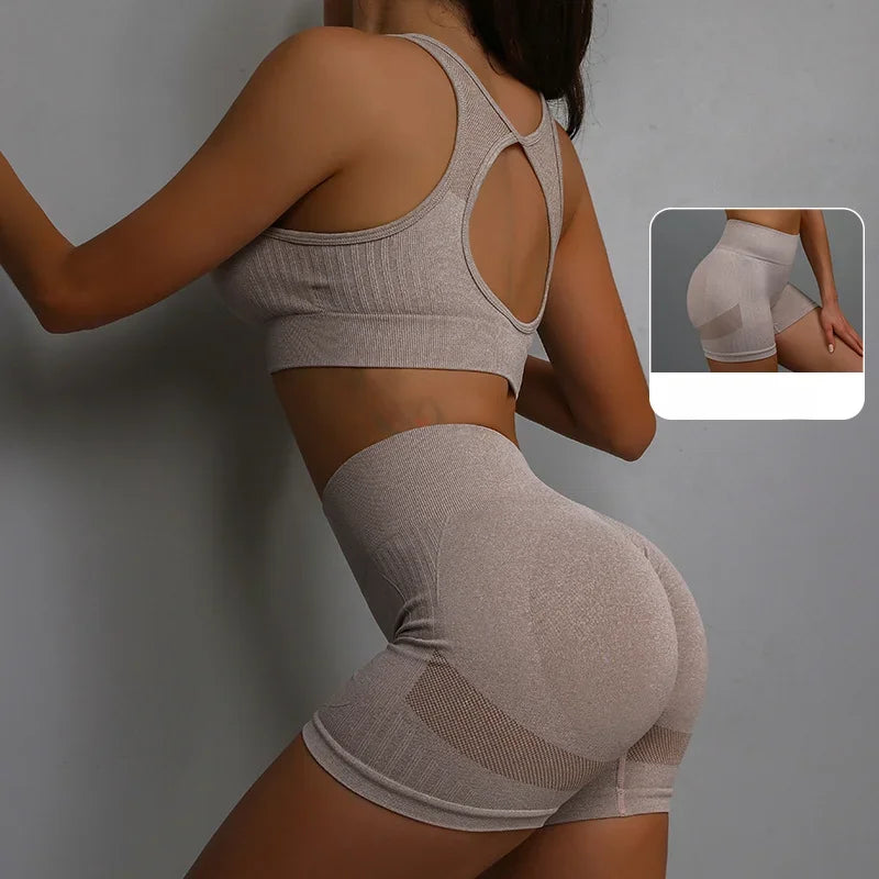 Terno de yoga yoga esportes roupa interior feminina terno de fitness colete correndo esportes yoga shorts conjunto de yoga conjunto de treino