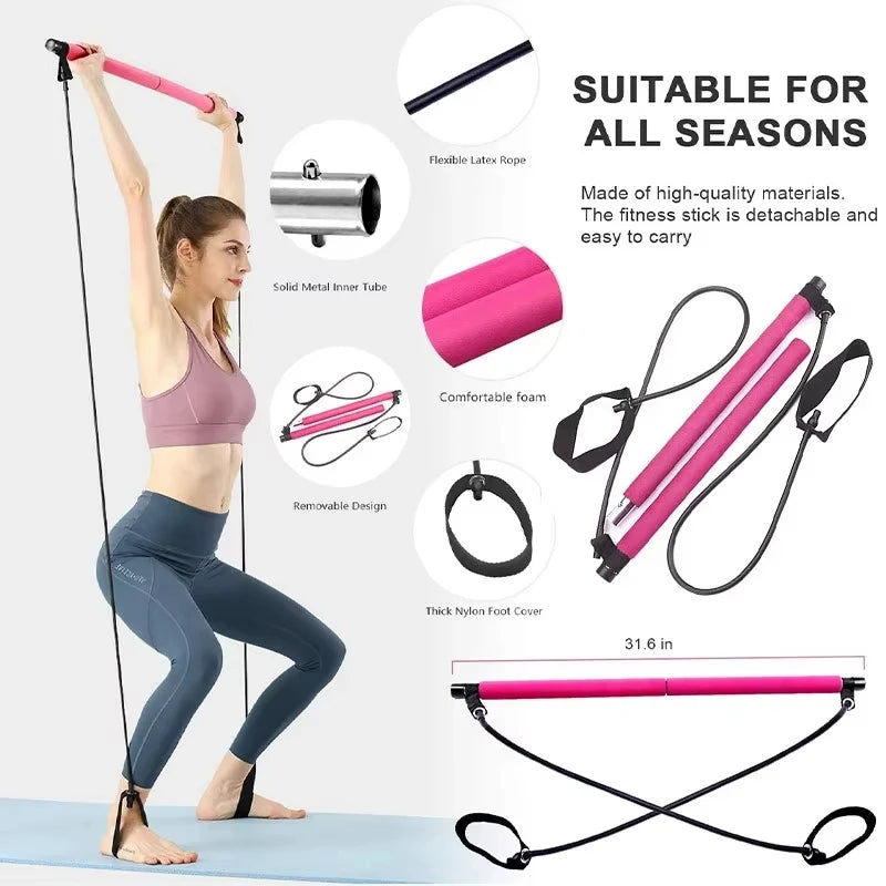 Kit de pilates com faixas de resistência, pilates de ioga multifuncional, kit de resistência portátil para academia em casa, exercícios de corpo inteiro