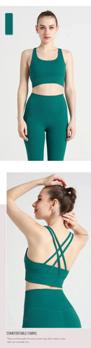 Novo verão sexy sutiãs esportivos mulheres colete de fitness esportes topo cruz volta yoga sutiã correndo fitness respirável à prova de choque sutiã de yoga
