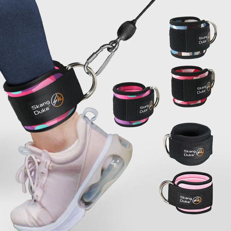1 peça de tiras de tornozelo ajustáveis com anel D para máquinas de cabo – punhos de tornozelo confortáveis para treinamento de força muscular de glúteos e pernas em academia