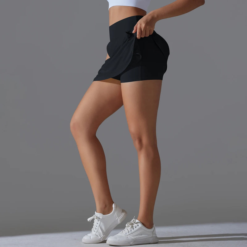 Esportes ao ar livre yoga saia badminton tênis saia de cintura alta respirável suor saia ativo atlético yoga fitness saia curta