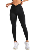 Leggings femininas treino cintura cruzada elástica bolha bunda fitness sem costura yoga esportes calças apertadas