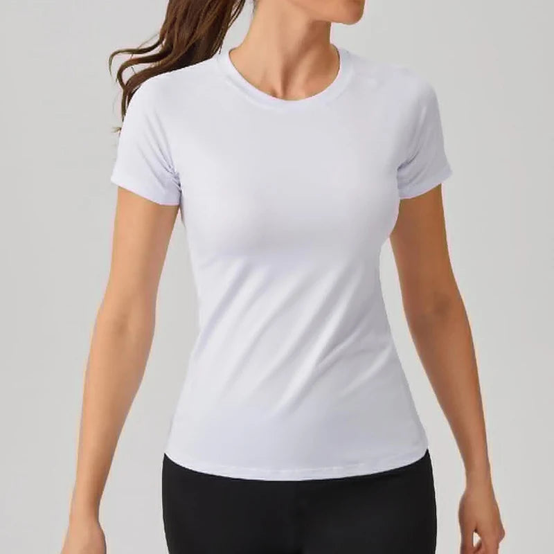 Camisa de compressão feminina manga curta atlético yoga correndo camiseta verão ginásio treino secagem rápida elástico camisetas topos baselayer