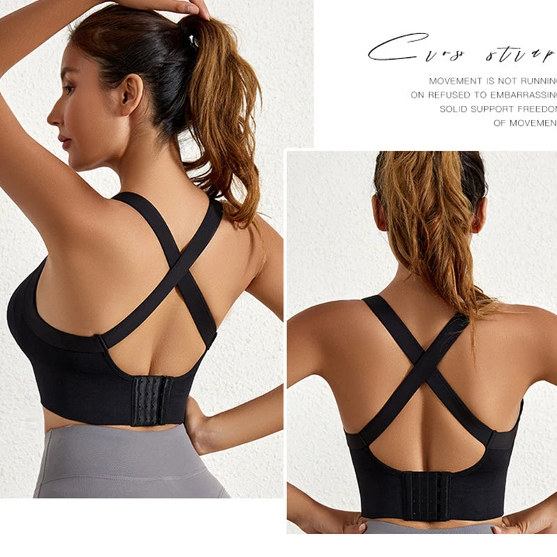 Aiihuug sutiã de yoga cruzado volta ginásio sutiã de fitness treino sutiãs de golfe controle de salto esportes topos elásticos colheitas de golfe ginásio topos