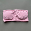 ASHLIMO Sutiã esportivo feminino bandeau sem costas, gola halter, regata de ioga, sem costura, treino, academia, tubo curto