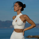 Fubeike calças esportivas sem costura 2024 oco volta sutiã de yoga para mulheres cintura alta fitness ginásio legging treino collants roupas esportivas