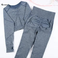 Chrleisure conjunto esportivo de lavagem para mulheres, sem costura, yoga, manga longa, fitness, com levantamento de bunda, leggings de treino, academia
