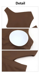 Mulheres de um ombro esporte bodyduit elástico acolchoado fitness ginásio yoga macacão