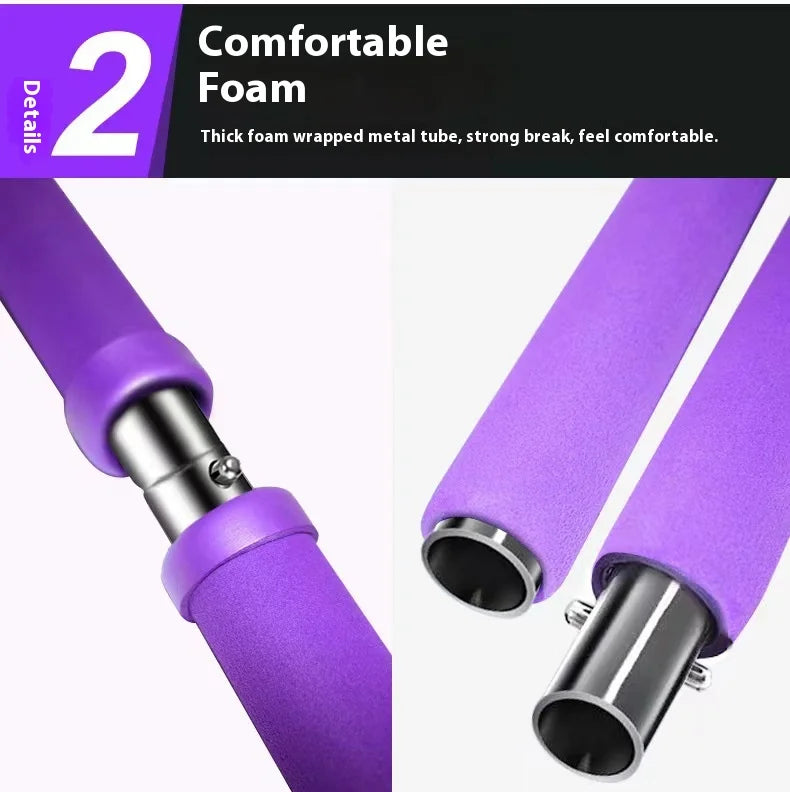 Vara de pilates multifuncional, equipamento fitness para ioga, pilates, elasticidade doméstica, treinamento de quadril, corda de puxar
