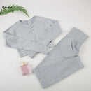 Chrleisure conjunto esportivo de lavagem para mulheres, sem costura, yoga, manga longa, fitness, com levantamento de bunda, leggings de treino, academia