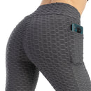 Moda feminina bolso bolha calças elásticas magro leggings ginásio correndo ciclismo calças de fitness cintura alta hip lift leggings feminino