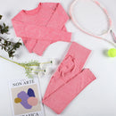 Chrleisure 2 pçs lavagem yoga terno sem costura roupa de treino esportes topo com levantamento de bunda ginásio ruched collants elástico activewear