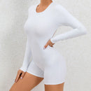 2025 conjunto de yoga sem costas macacão de uma peça curto feminino fitness ginásio macacão manga longa roupas de treino para mulher roupas esportivas