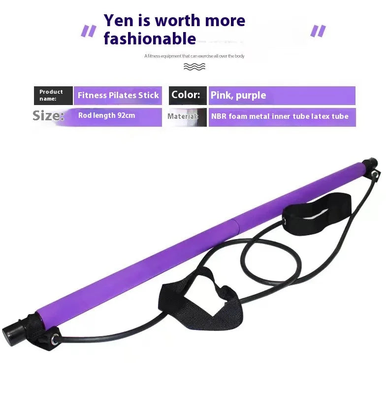 Vara de pilates multifuncional, equipamento fitness para ioga, pilates, elasticidade doméstica, treinamento de quadril, corda de puxar