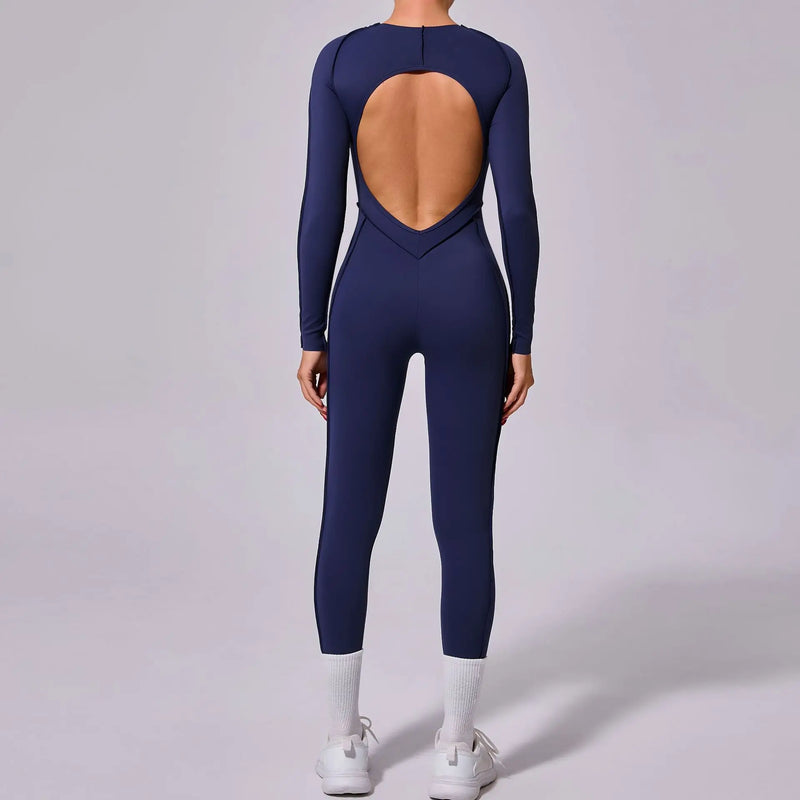 Macacão de yoga de uma peça feminino conjunto de manga comprida secagem rápida terno de yoga ginásio terno de treinamento roupas esportivas bodysuits feminino conjunto de fitness