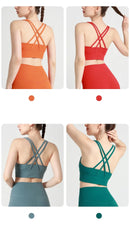 Novo verão sexy sutiãs esportivos mulheres colete de fitness esportes topo cruz volta yoga sutiã correndo fitness respirável à prova de choque sutiã de yoga